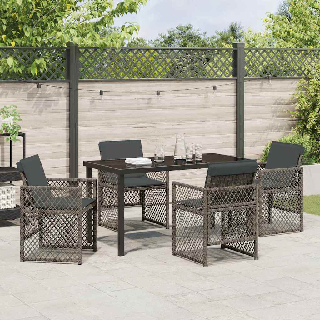 Set da Pranzo per Giardino 5 pcs Grigio polyrattan - homemem39