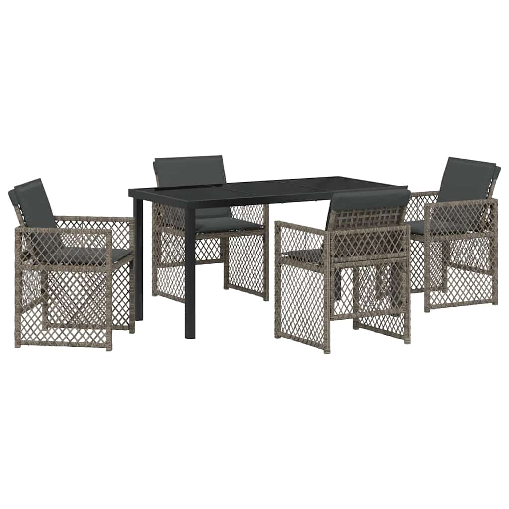 Set da Pranzo per Giardino 5 pcs Grigio polyrattan - homemem39
