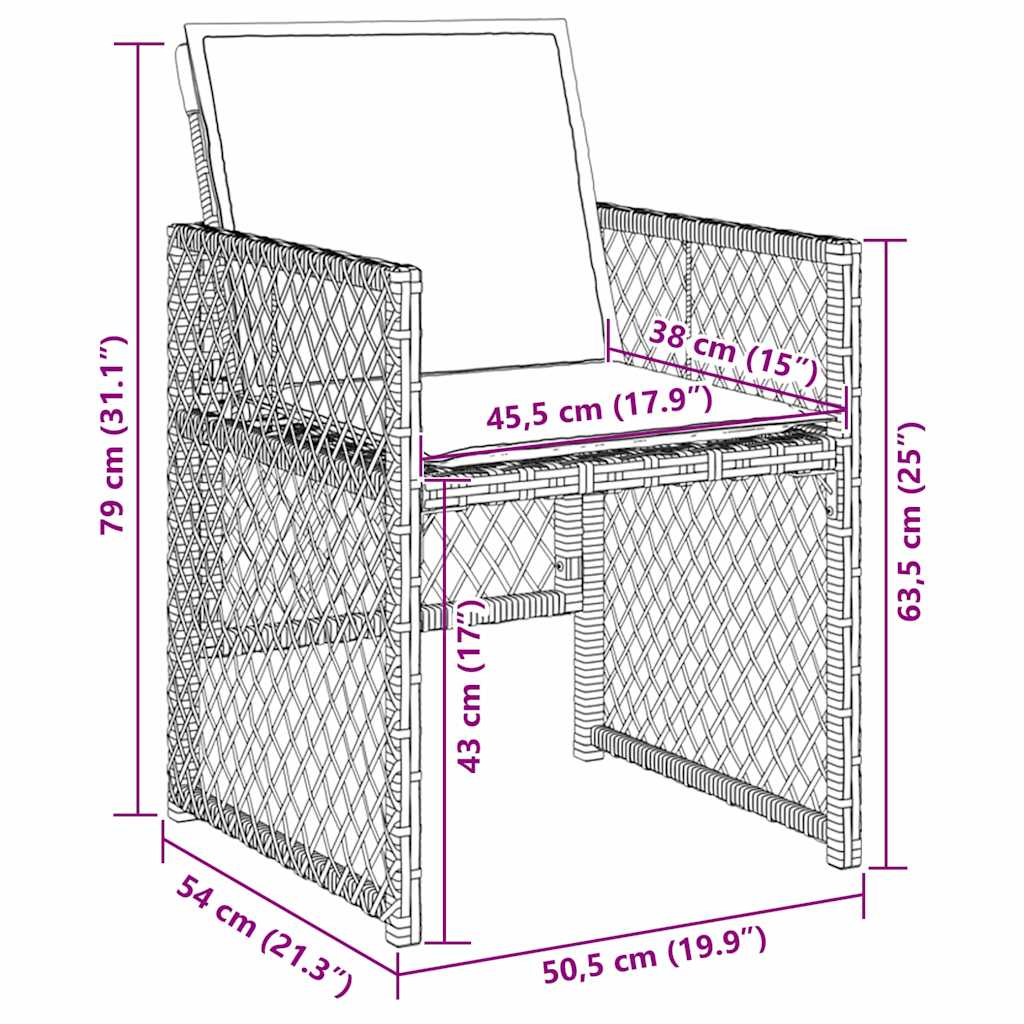Set da Pranzo per Giardino 5 pcs Grigio polyrattan | homemem39