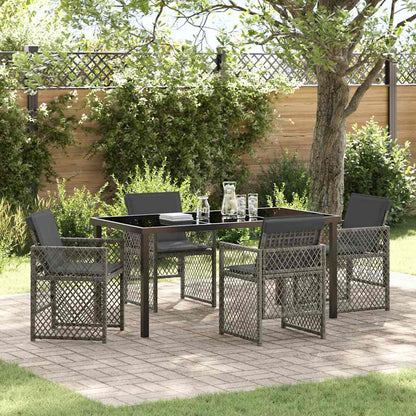 Set da Pranzo per Giardino 5 pcs Grigio polyrattan - homemem39