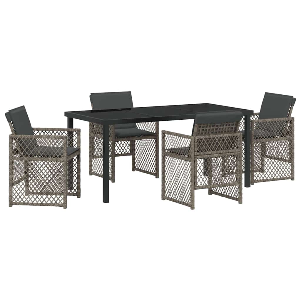 Set da Pranzo per Giardino 5 pcs Grigio polyrattan - homemem39