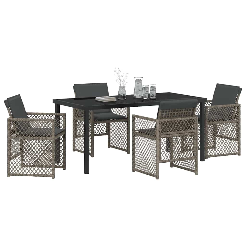 Set da Pranzo per Giardino 5 pcs Grigio polyrattan - homemem39