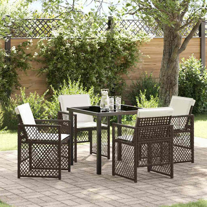 Set da Pranzo per Giardino 5 pcs Marrone polyrattan - homemem39