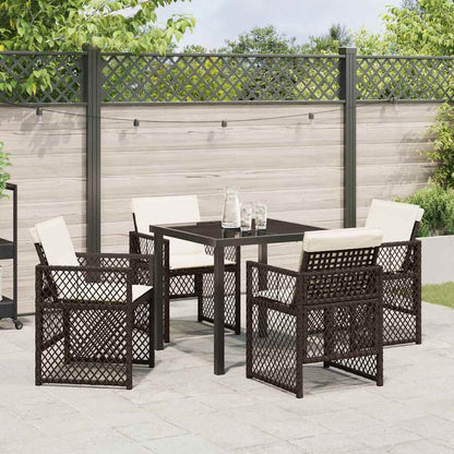 Set da Pranzo per Giardino 5 pcs Marrone polyrattan - homemem39