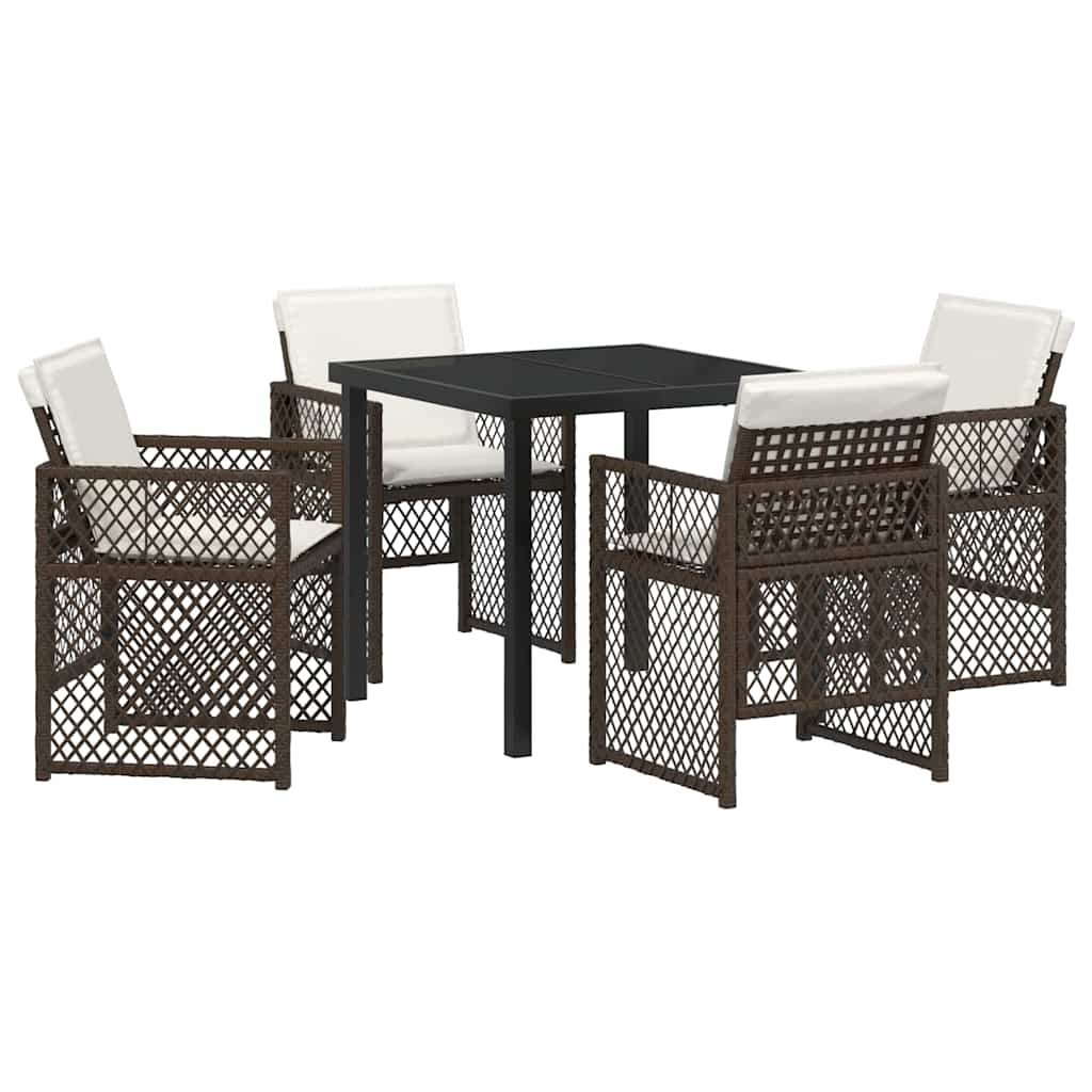 Set da Pranzo per Giardino 5 pcs Marrone polyrattan - homemem39