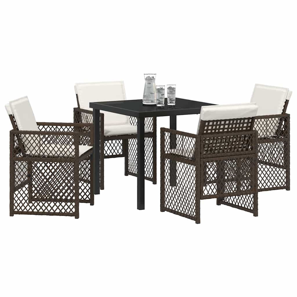 Set da Pranzo per Giardino 5 pcs Marrone polyrattan - homemem39