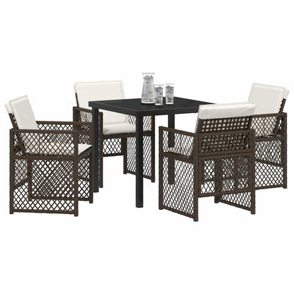 Set da Pranzo per Giardino 5 pcs Marrone polyrattan - homemem39