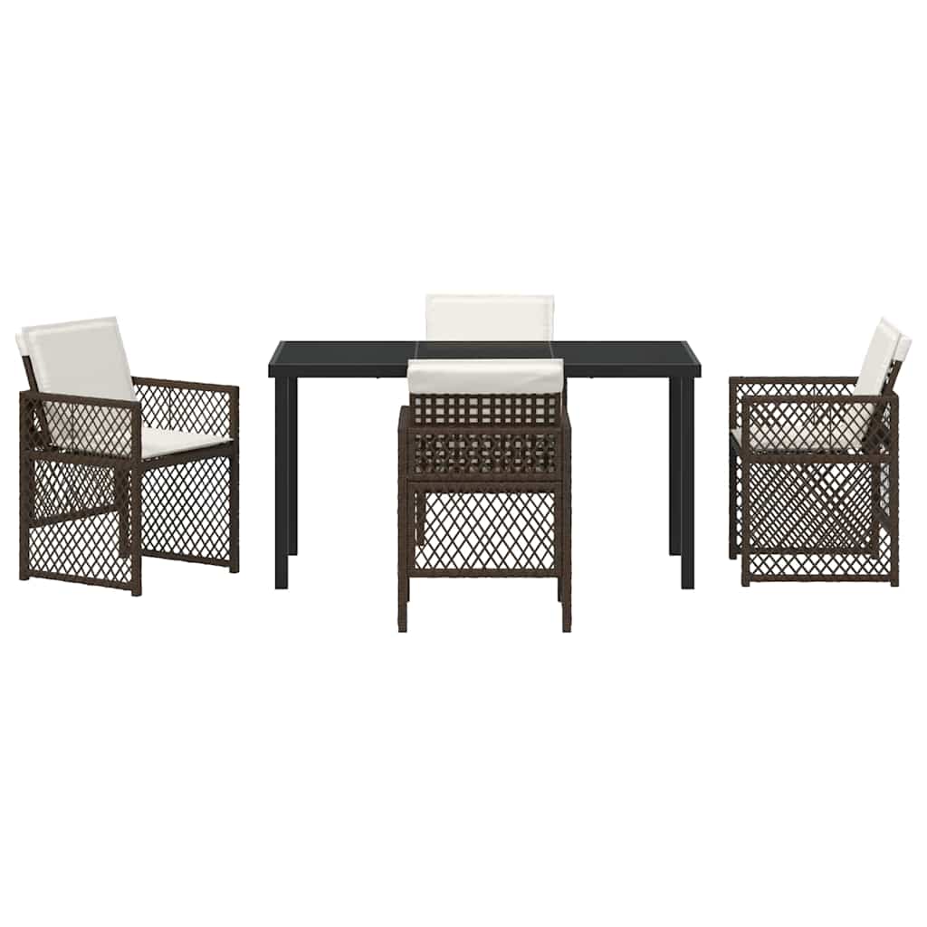 Set da Pranzo per Giardino 5 pcs Marrone polyrattan - homemem39