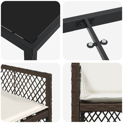 Set da Pranzo per Giardino 5 pcs Marrone polyrattan - homemem39