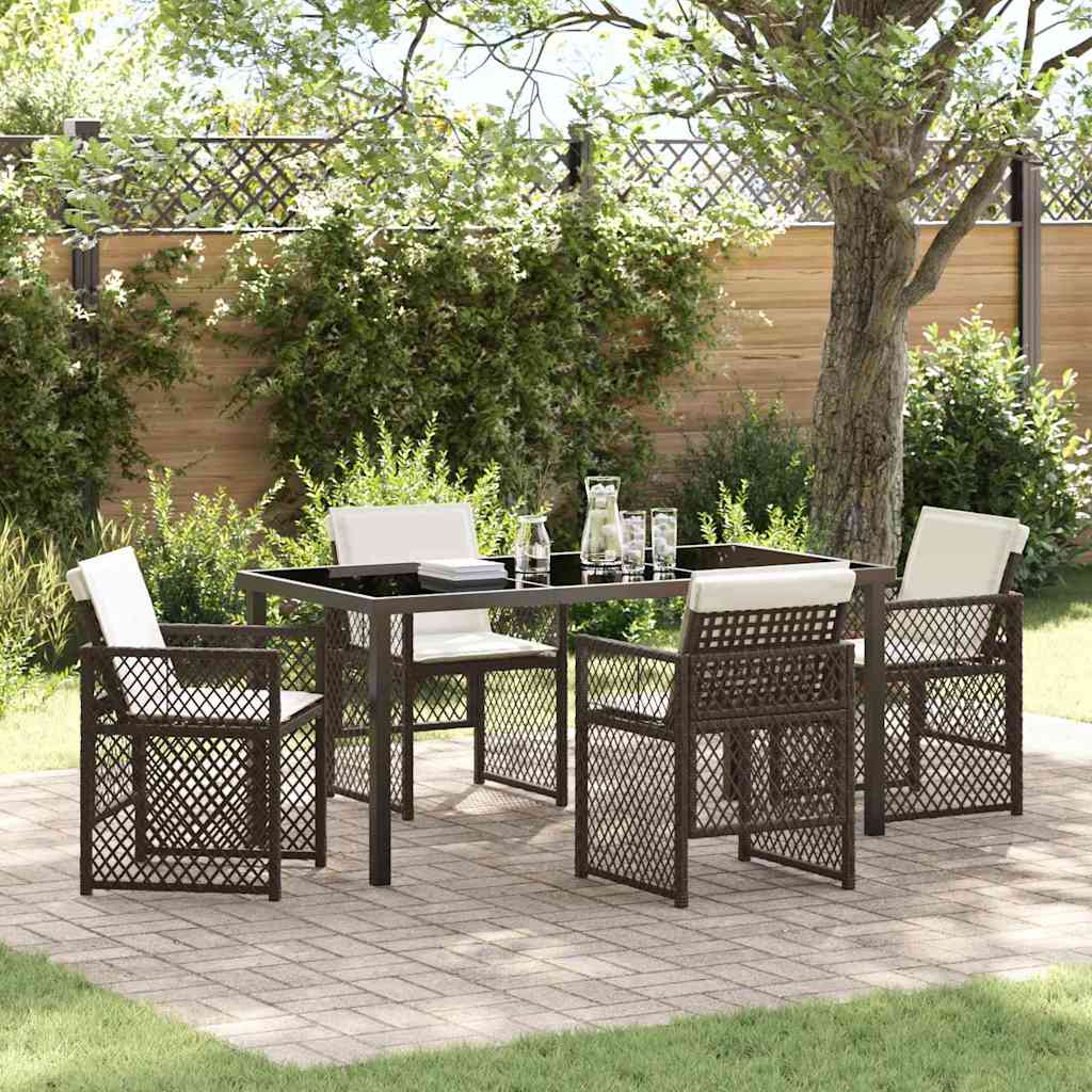 Set da Pranzo per Giardino 5 pcs Marrone polyrattan - homemem39