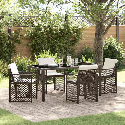 Set da Pranzo per Giardino 5 pcs Marrone polyrattan - homemem39