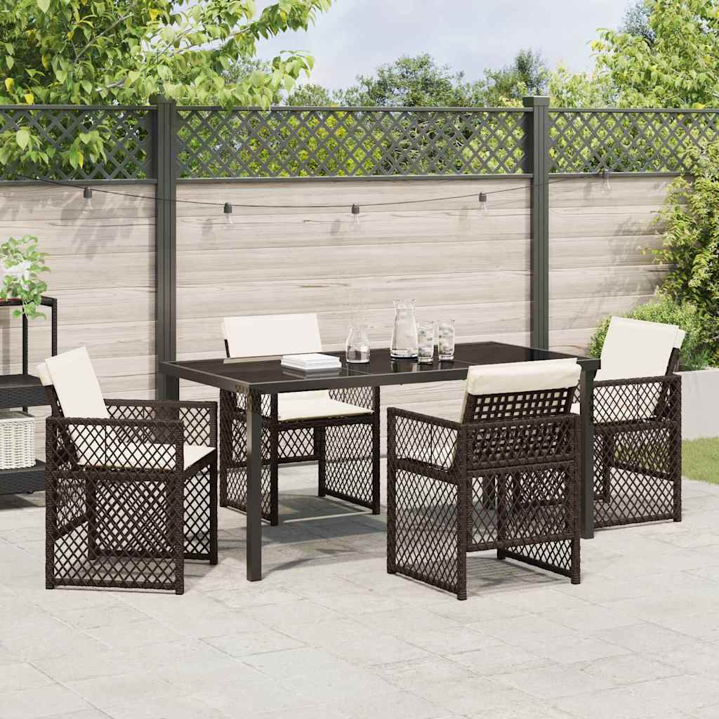 Set da Pranzo per Giardino 5 pcs Marrone polyrattan - homemem39
