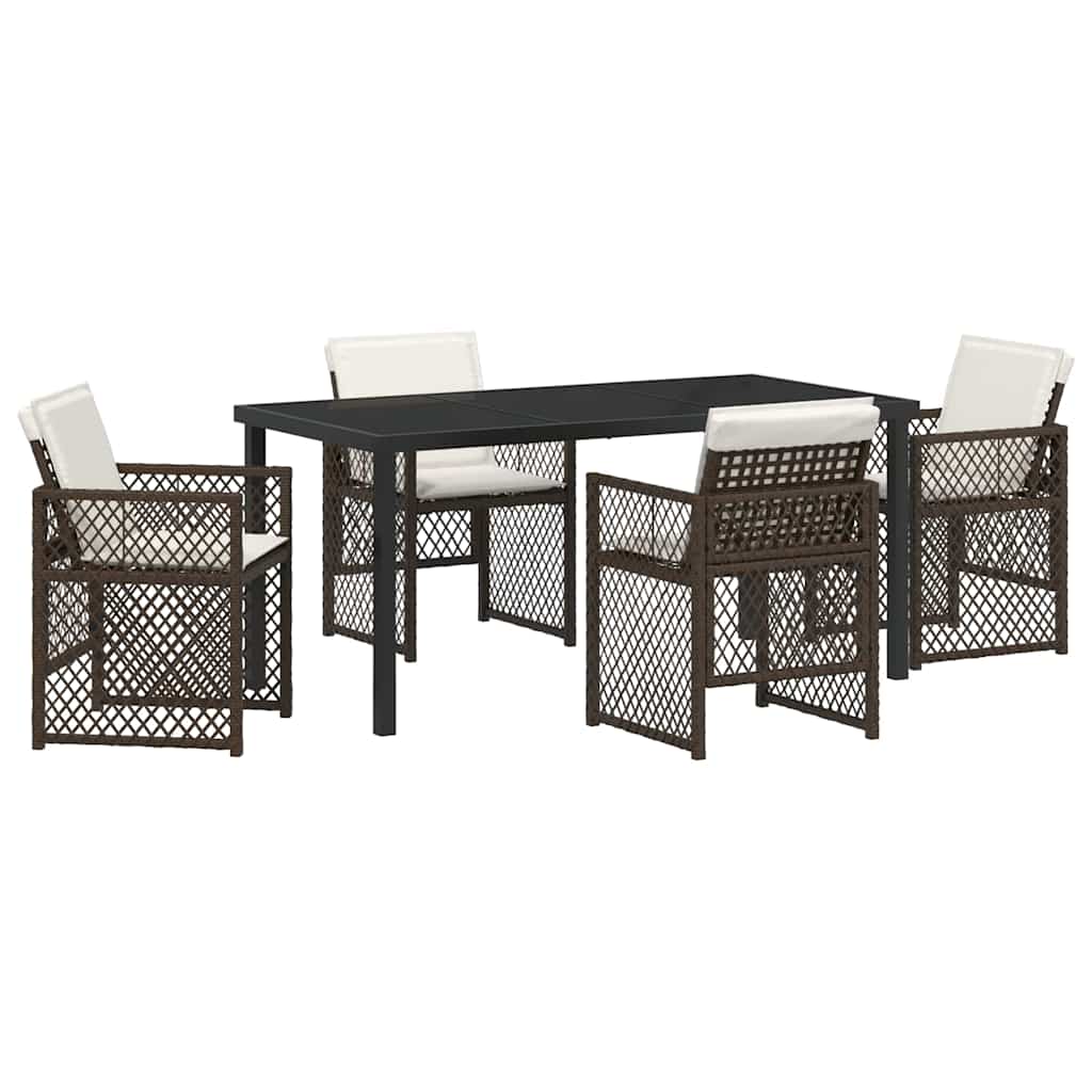 Set da Pranzo per Giardino 5 pcs Marrone polyrattan - homemem39