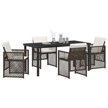 Set da Pranzo per Giardino 5 pcs Marrone polyrattan - homemem39