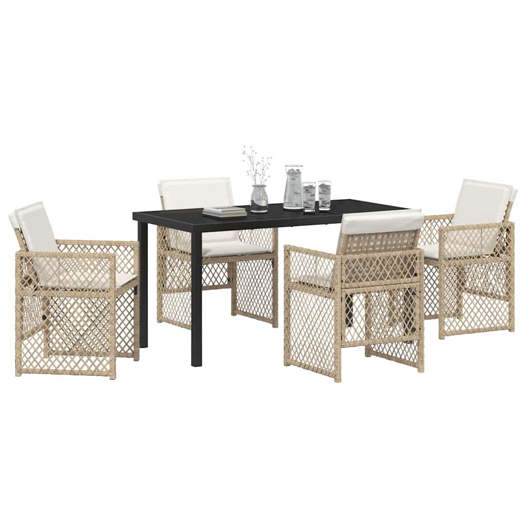 Set da Pranzo per Giardino 5 pcs Beige polyrattan - homemem39