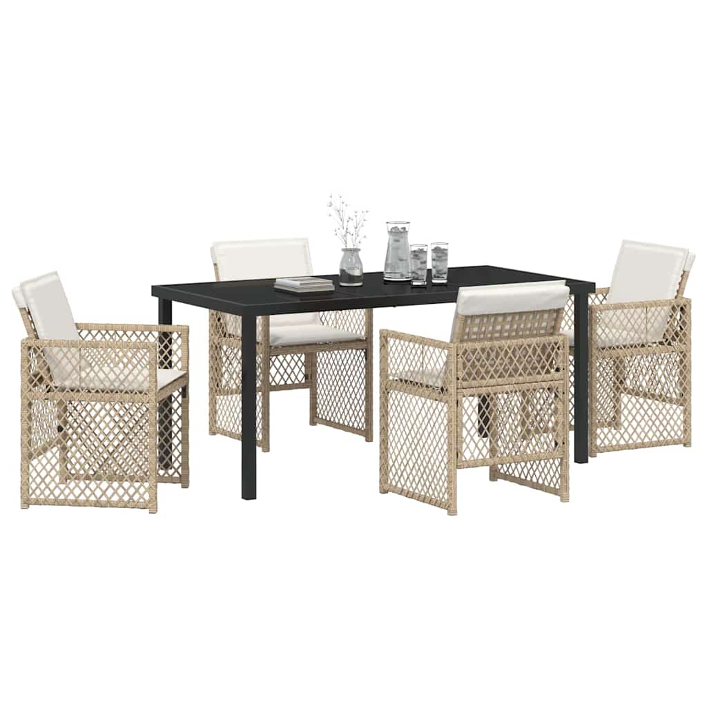 Set da Pranzo per Giardino 5 pcs Beige polyrattan - homemem39