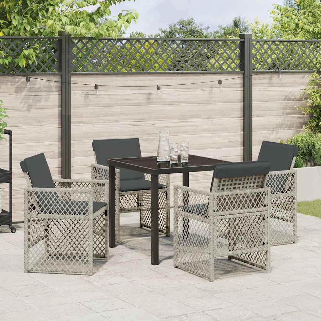 Set da Pranzo per Giardino 5 pcs Grigio chiaro polyrattan - homemem39