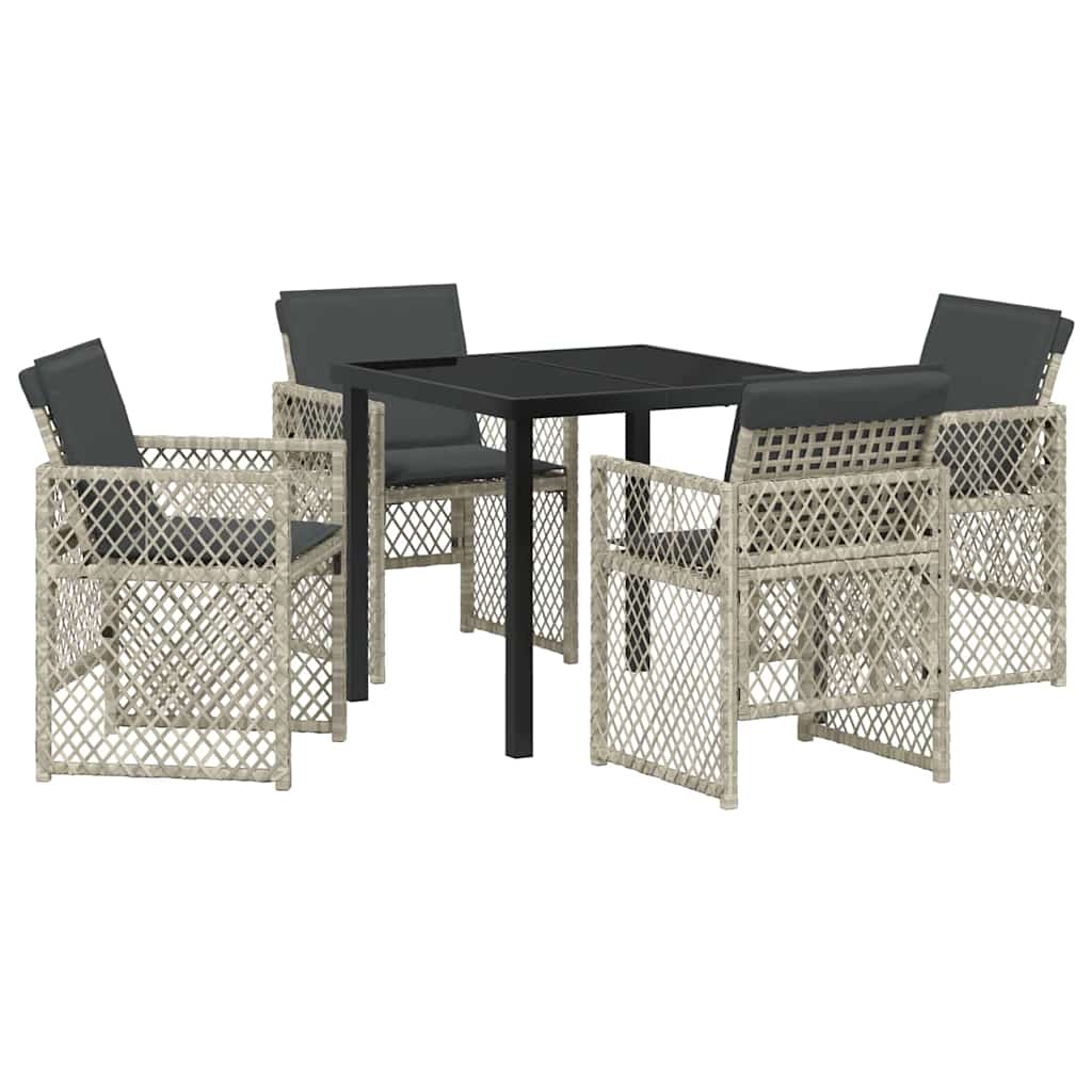 Set da Pranzo per Giardino 5 pcs Grigio chiaro polyrattan - homemem39