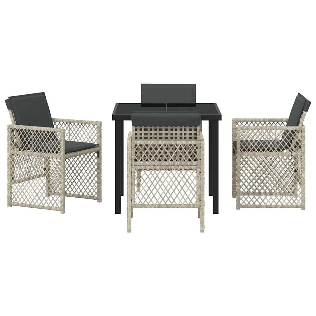 Set da Pranzo per Giardino 5 pcs Grigio chiaro polyrattan - homemem39