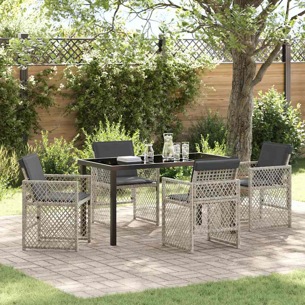 Set da Pranzo per Giardino 5 pcs Grigio chiaro polyrattan - homemem39