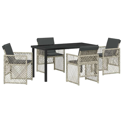 Set da Pranzo per Giardino 5 pcs Grigio chiaro polyrattan - homemem39
