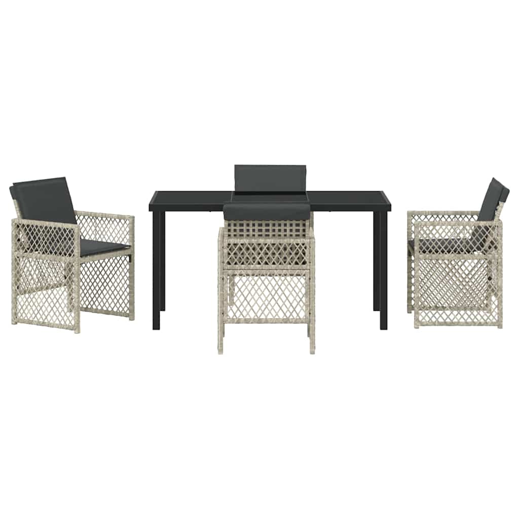 Set da Pranzo per Giardino 5 pcs Grigio chiaro polyrattan - homemem39