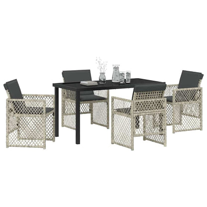 Set da Pranzo per Giardino 5 pcs Grigio chiaro polyrattan - homemem39