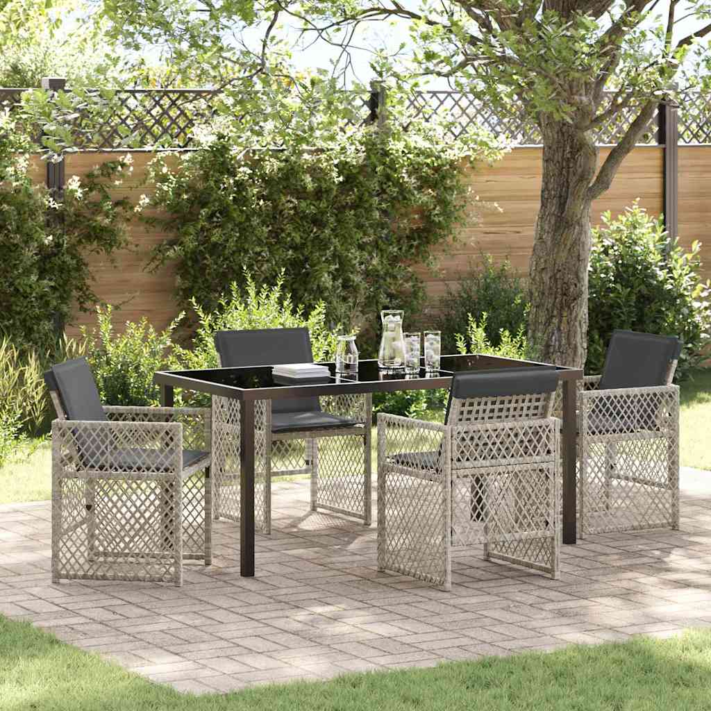 Set da Pranzo per Giardino 5 pcs Grigio chiaro polyrattan - homemem39