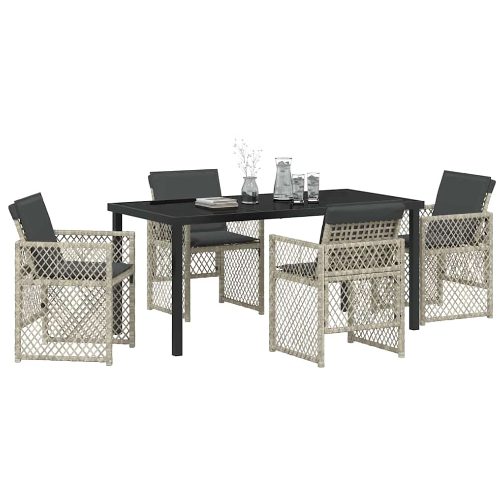 Set da Pranzo per Giardino 5 pcs Grigio chiaro polyrattan - homemem39
