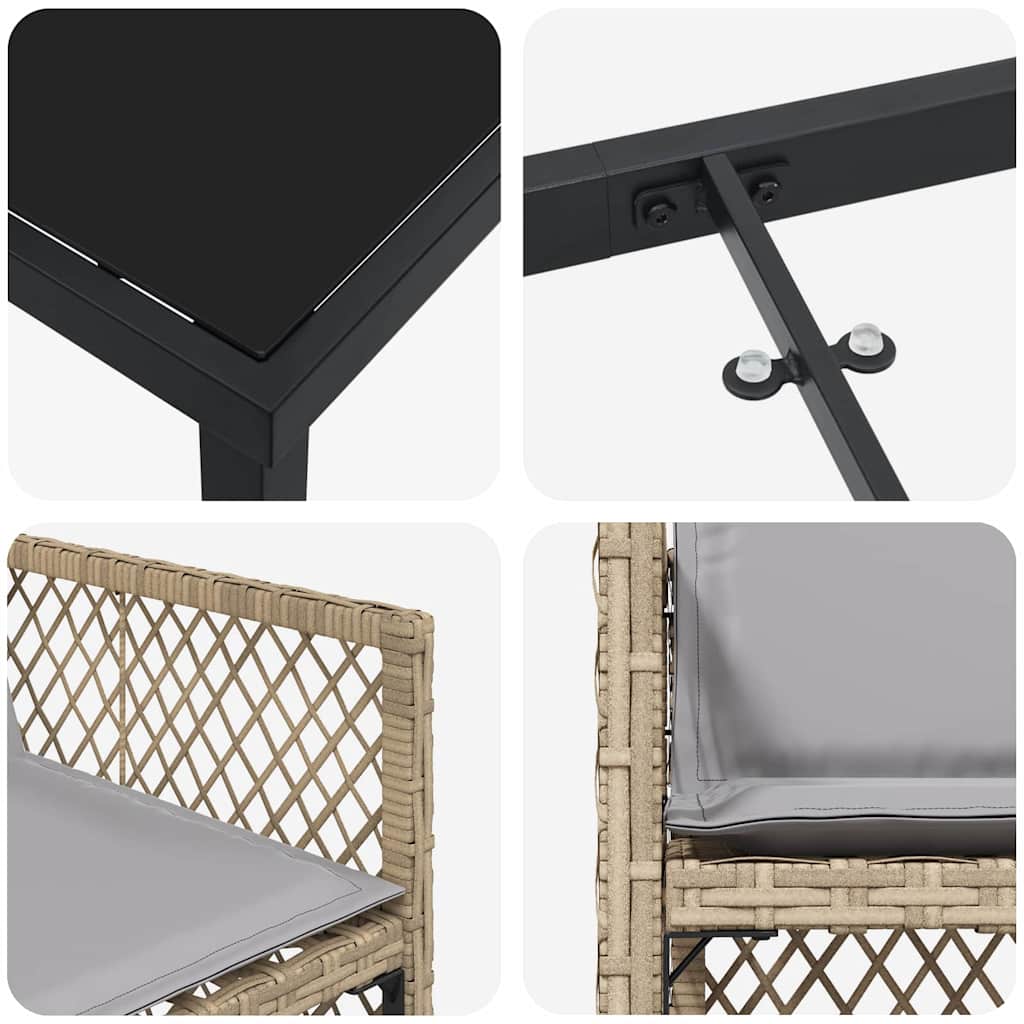 Set da Pranzo per Giardino 5 pcs Beige polyrattan - homemem39