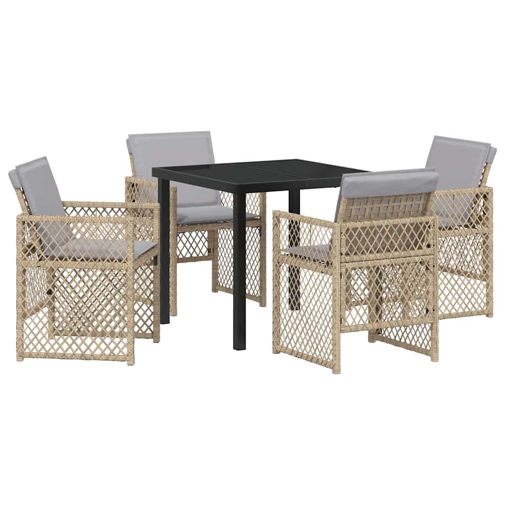 Set da Pranzo per Giardino 5 pcs Beige polyrattan - homemem39