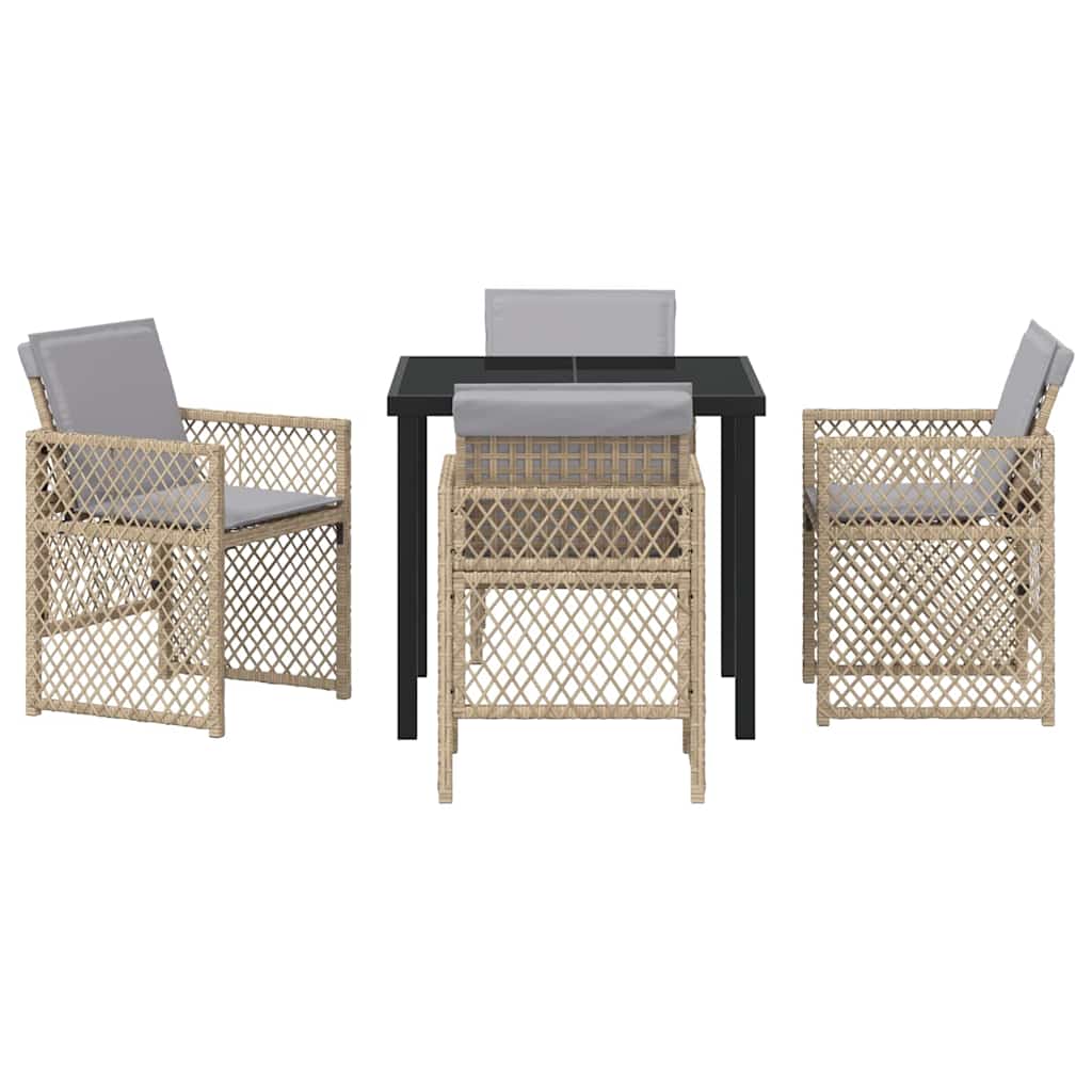 Set da Pranzo per Giardino 5 pcs Beige polyrattan - homemem39