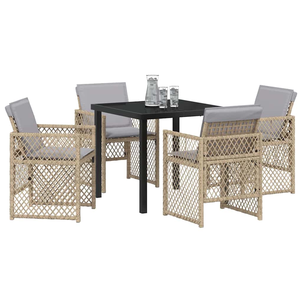 Set da Pranzo per Giardino 5 pcs Beige polyrattan - homemem39