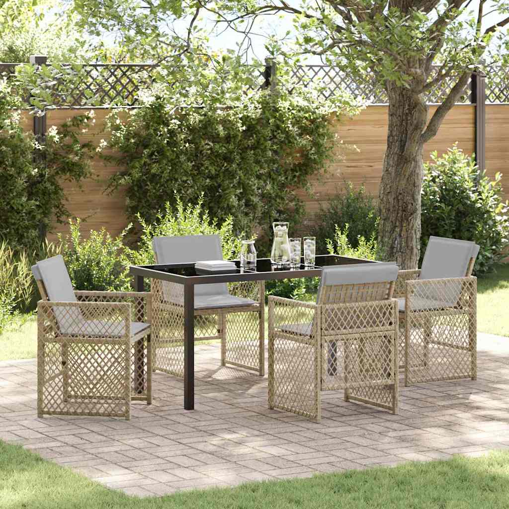 Set da Pranzo per Giardino 5 pcs Beige polyrattan - homemem39