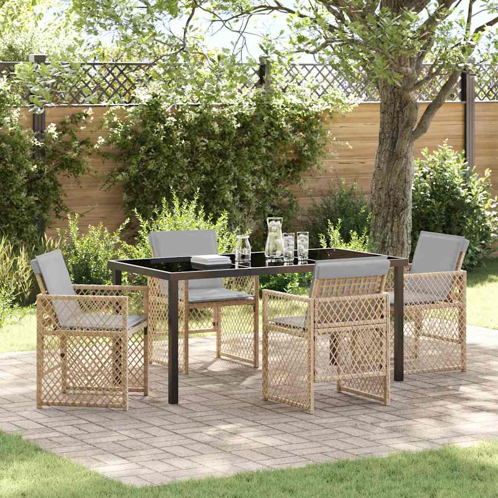 Set da Pranzo per Giardino 5 pcs Beige polyrattan - homemem39