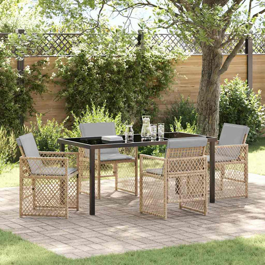 Set da Pranzo per Giardino 5 pcs Beige polyrattan - homemem39