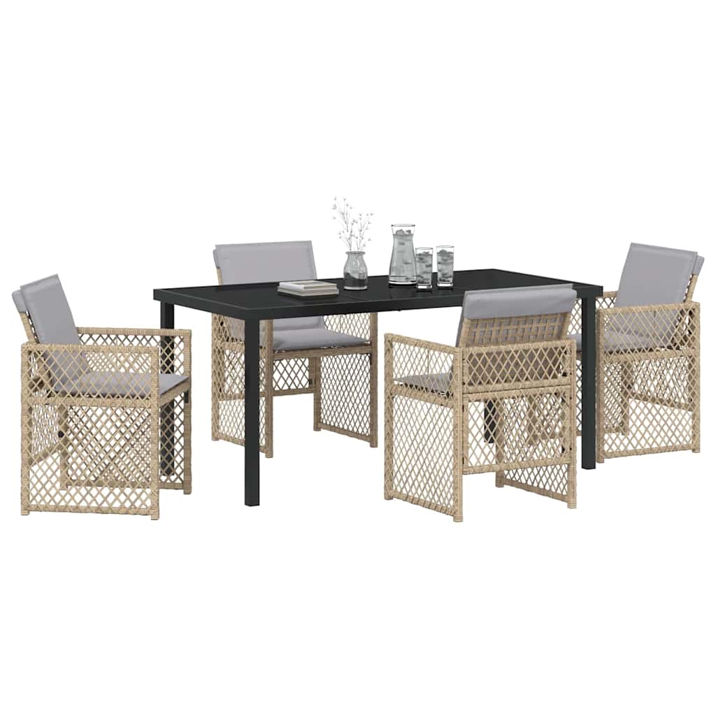 Set da Pranzo per Giardino 5 pcs Beige polyrattan - homemem39