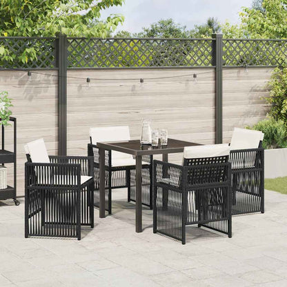 Set da Pranzo per Giardino 5 pcs Nero Poly Rattan - homemem39