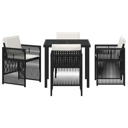 Set da Pranzo per Giardino 5 pcs Nero Poly Rattan - homemem39