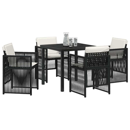 Set da Pranzo per Giardino 5 pcs Nero Poly Rattan - homemem39