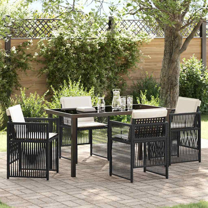 Set da Pranzo per Giardino 5 pcs Nero Poly Rattan - homemem39