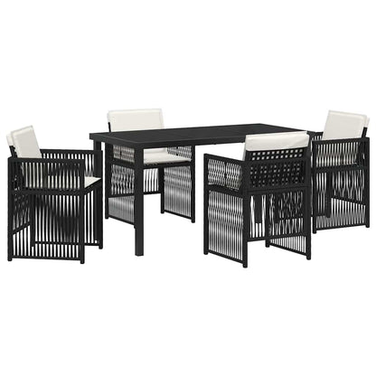 Set da Pranzo per Giardino 5 pcs Nero Poly Rattan - homemem39