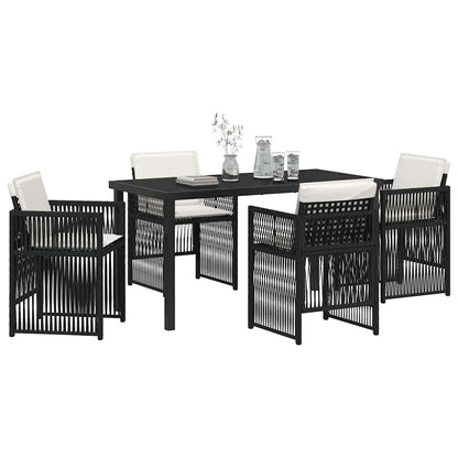 Set da Pranzo per Giardino 5 pcs Nero Poly Rattan - homemem39