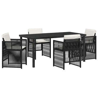 Set da Pranzo per Giardino 5 pcs Nero Poly Rattan - homemem39