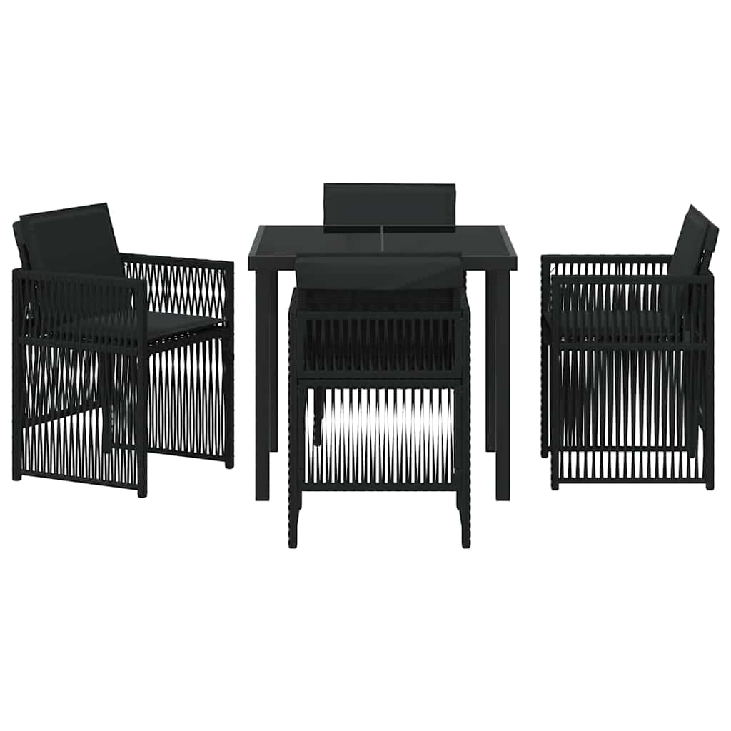 Set da Pranzo per Giardino 5 pcs Nero Poly Rattan - homemem39