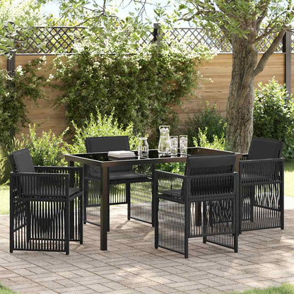 Set da Pranzo per Giardino 5 pcs Nero Poly Rattan - homemem39