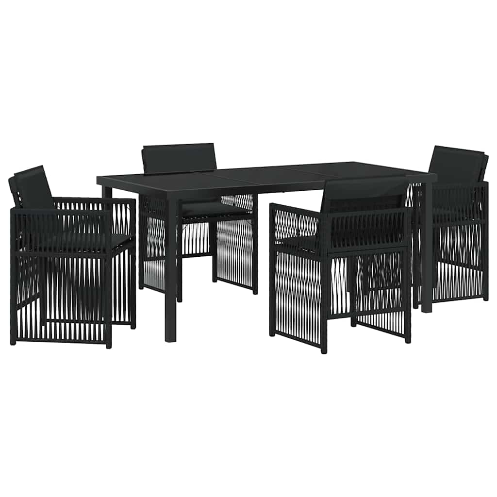 Set da Pranzo per Giardino 5 pcs Nero Poly Rattan - homemem39
