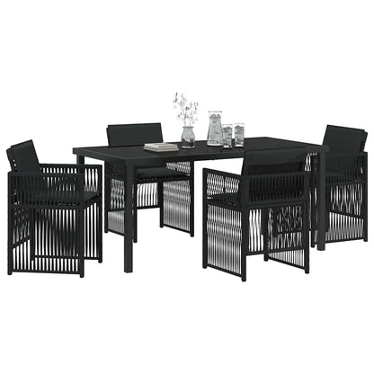 Set da Pranzo per Giardino 5 pcs Nero Poly Rattan - homemem39