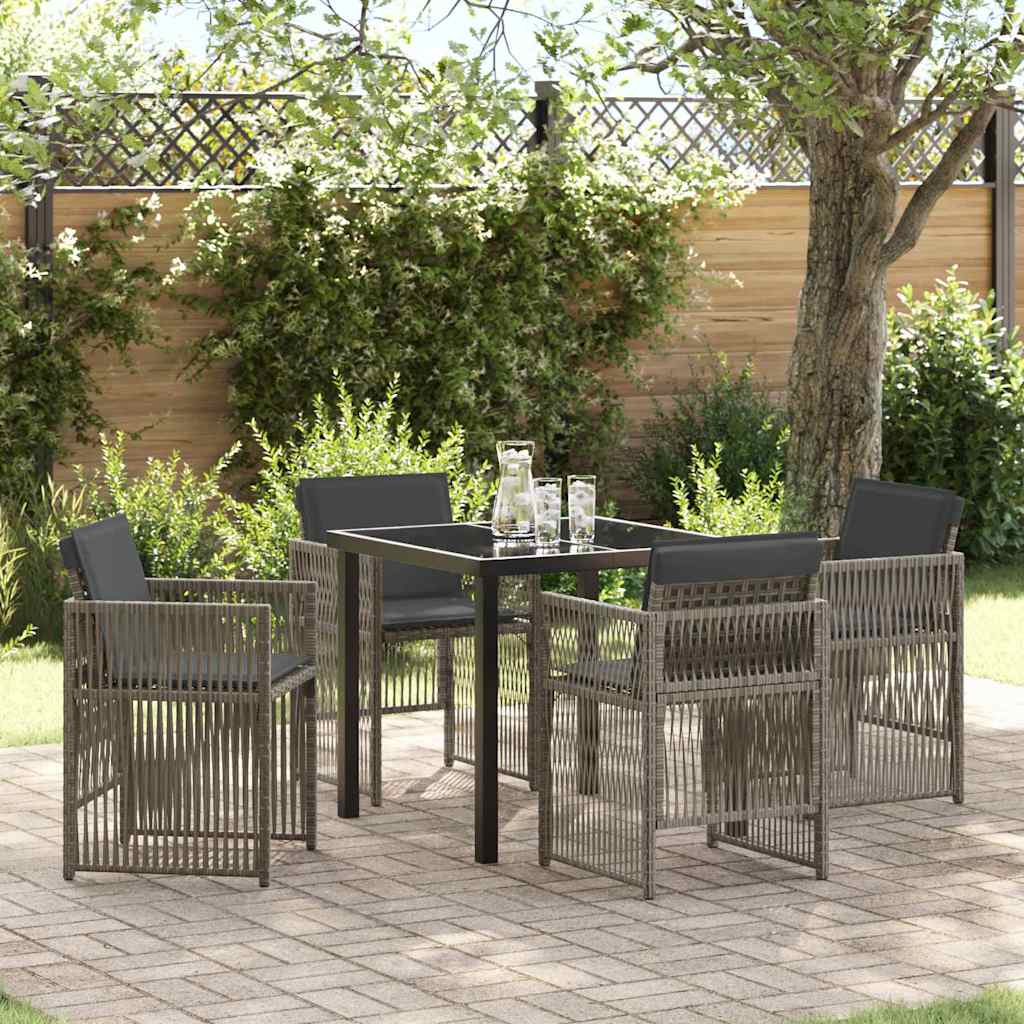 Set da Pranzo per Giardino 5 pcs Grigio Poly Rattan - homemem39