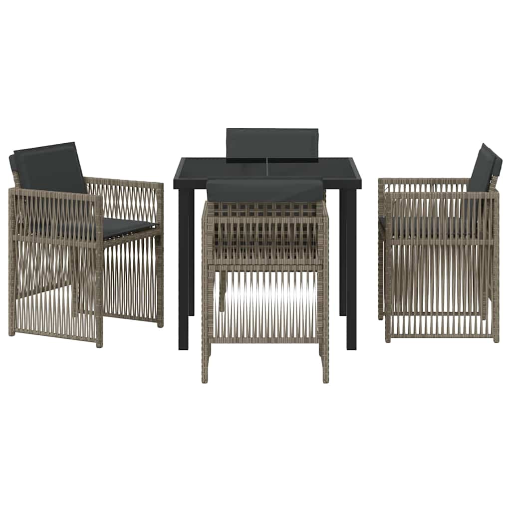 Set da Pranzo per Giardino 5 pcs Grigio Poly Rattan - homemem39